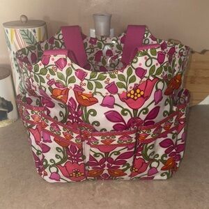 Vera Bradley Pink and Green Baby Bag with Floral Design